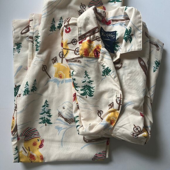Soft Vintage Nick & Nora Youth XL Pajama Set Y2K Skiing Ducks - Picture 1 of 5